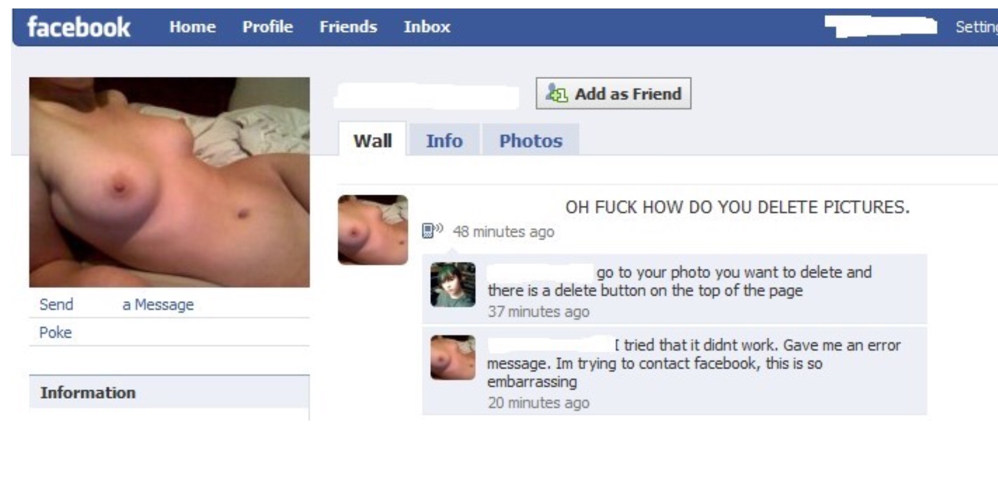 Accidental facebook nudes